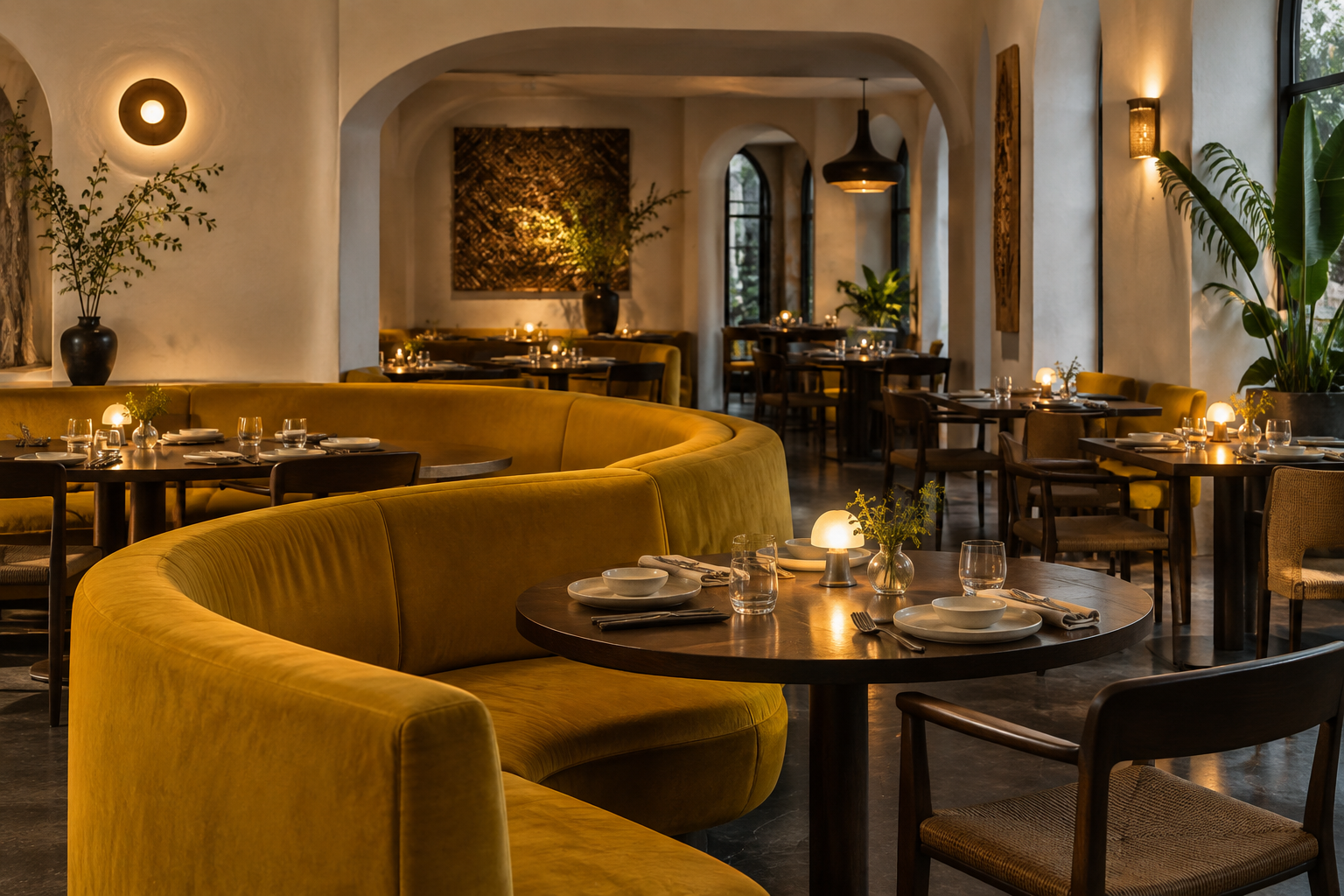Warm pearl and yellow SpiceL dining room